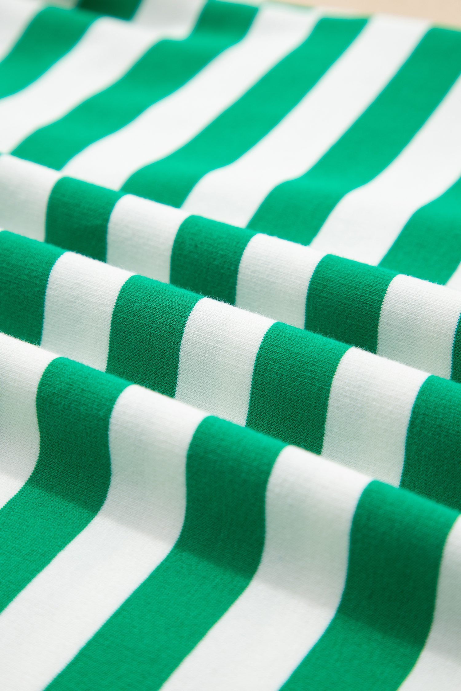 Green Stripe Collar V Neck Ruffled Short Sleeve Blouse