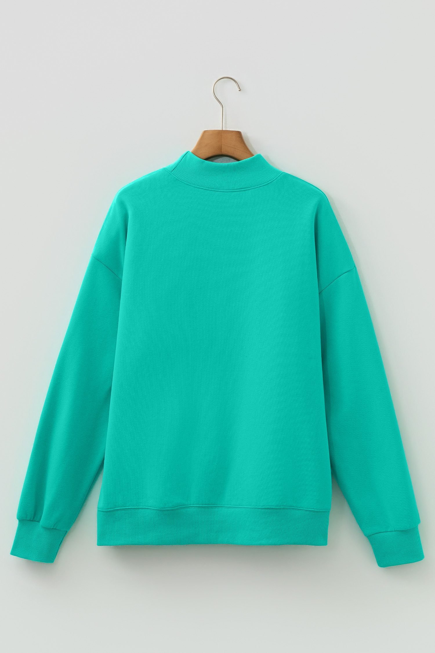 Sea Green Oversize Blessed Embroidered Mock Neck Sweatshirt - Image 6