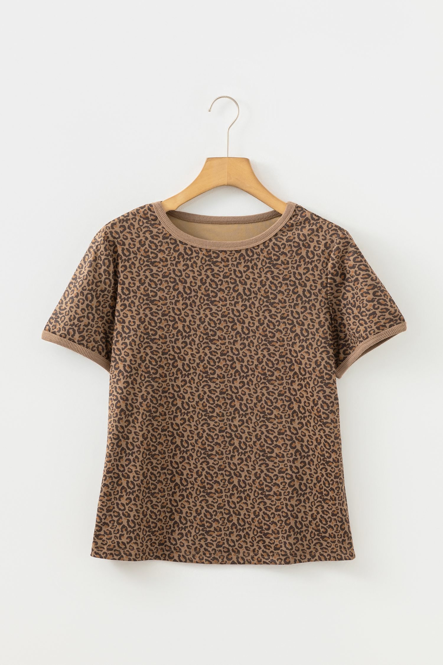 Khaki Fierce Leopard Crew Neck T Shirt