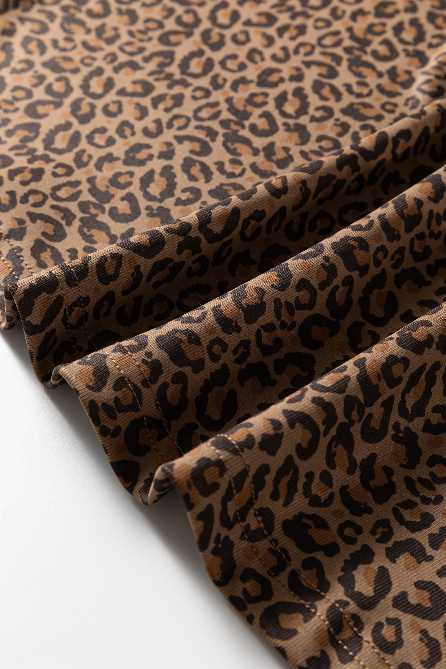 Khaki Fierce Leopard Crew Neck T Shirt