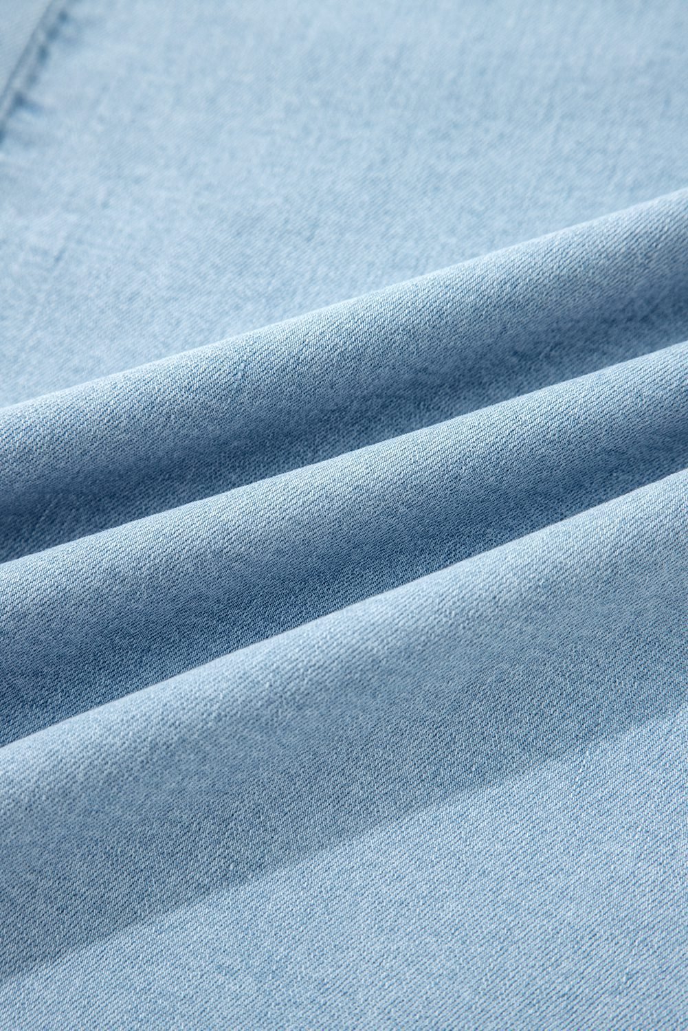 Beau Blue Plus Size Elastic Waist Ruffled Wide Leg Denim Pants