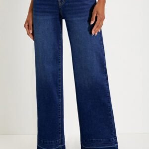 Real Teal Raw Hem Unique Cuffs Straight High Rise Loose Jeans