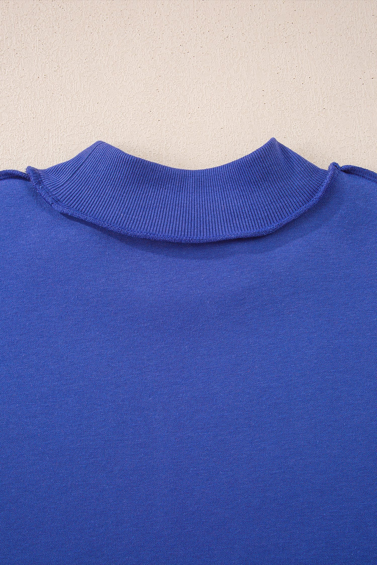 Dark Blue Oversize Drop Shoulder Reversible Mock Neck Sweatshirt