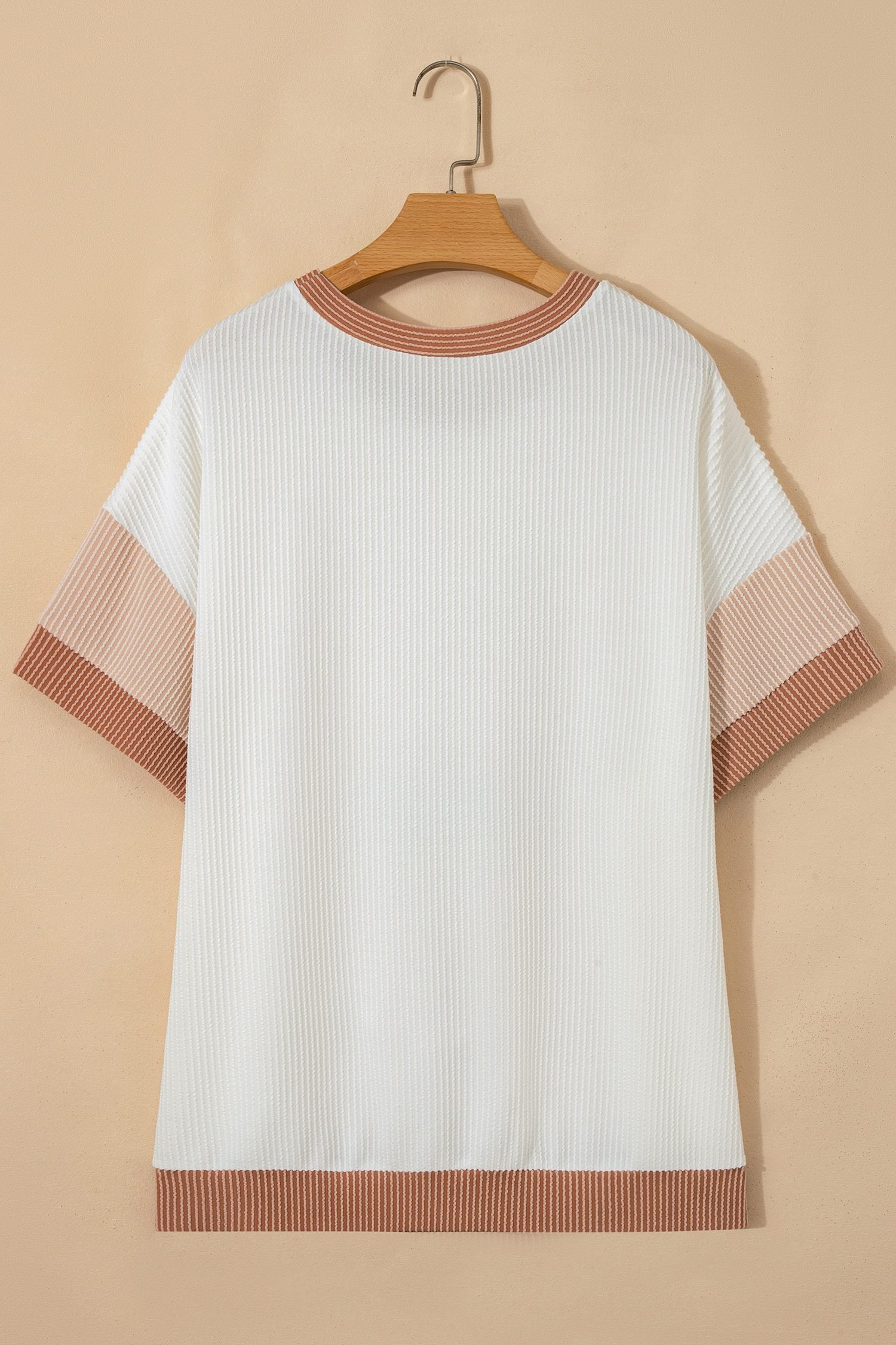 Apricot Bowknot Applique Plus Size Ribbed Top - Image 5