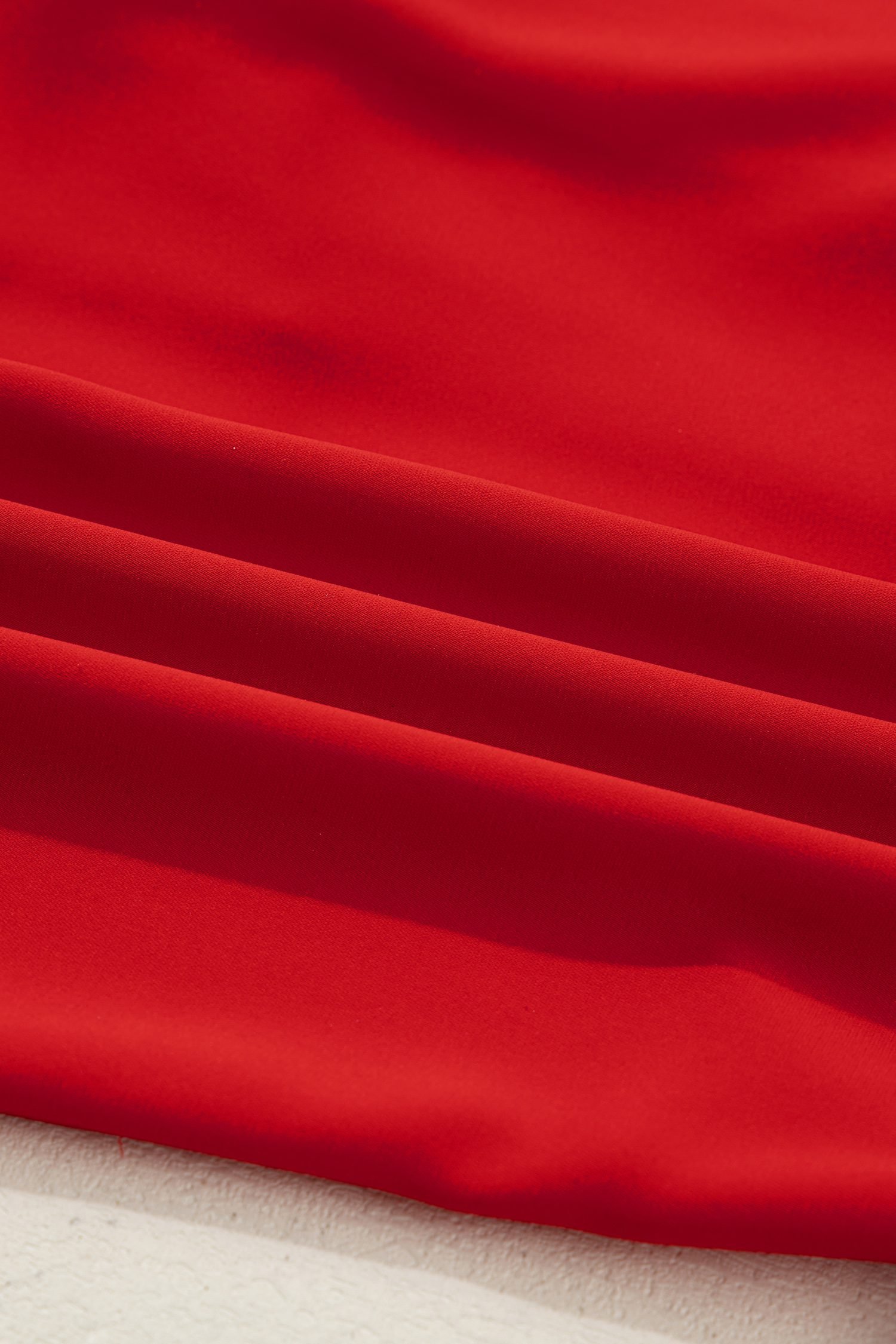Fiery Red Contrast Trim Ribbon Bow Short Silky 2pcs Pajama Set