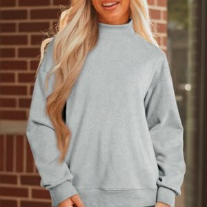 Gray Solid Color Oversized Mock Neck Sweatshirt