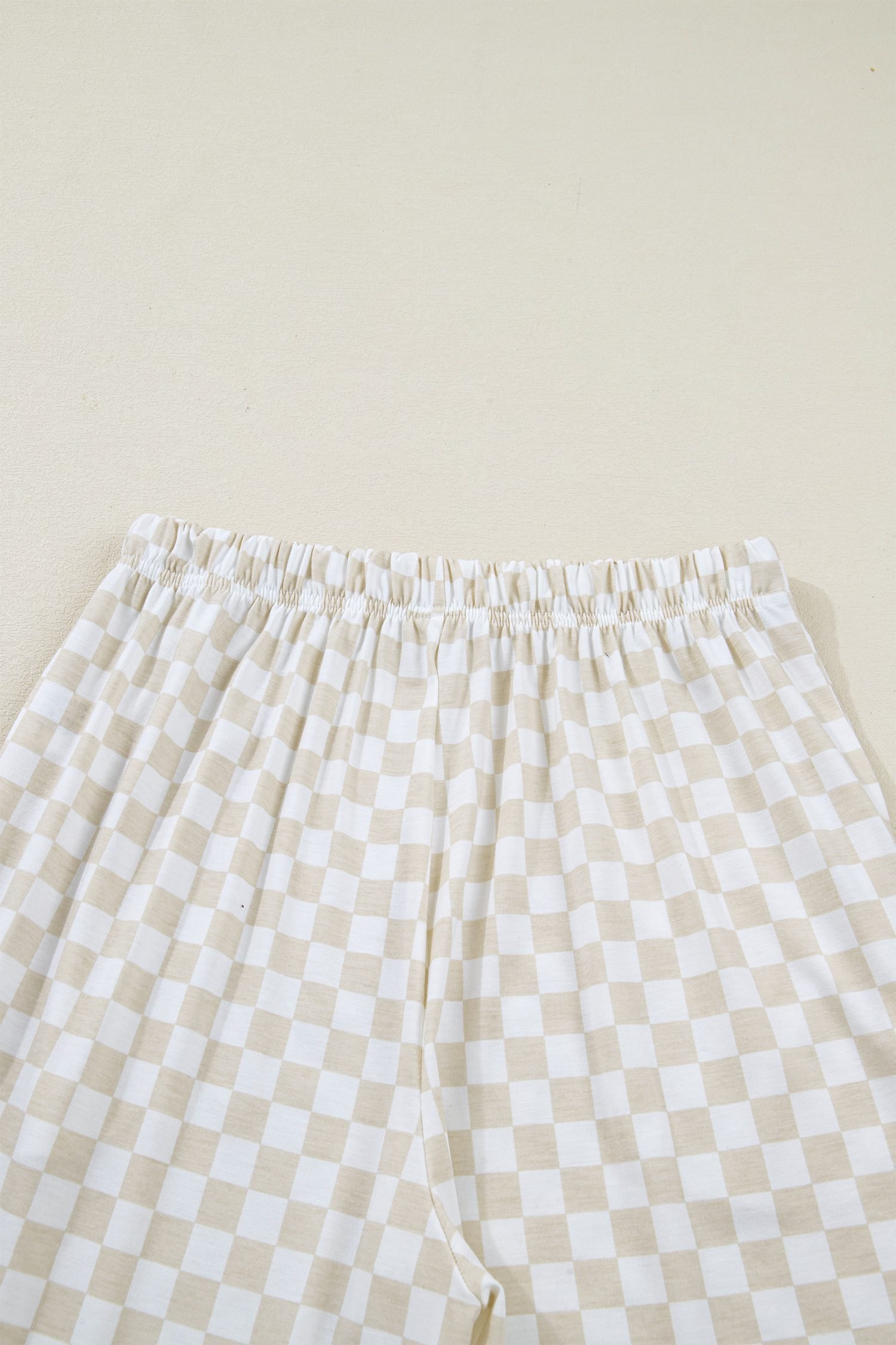 Khaki Checkered Print Half Sleeve Tee 2pcs Lounge Pant Set