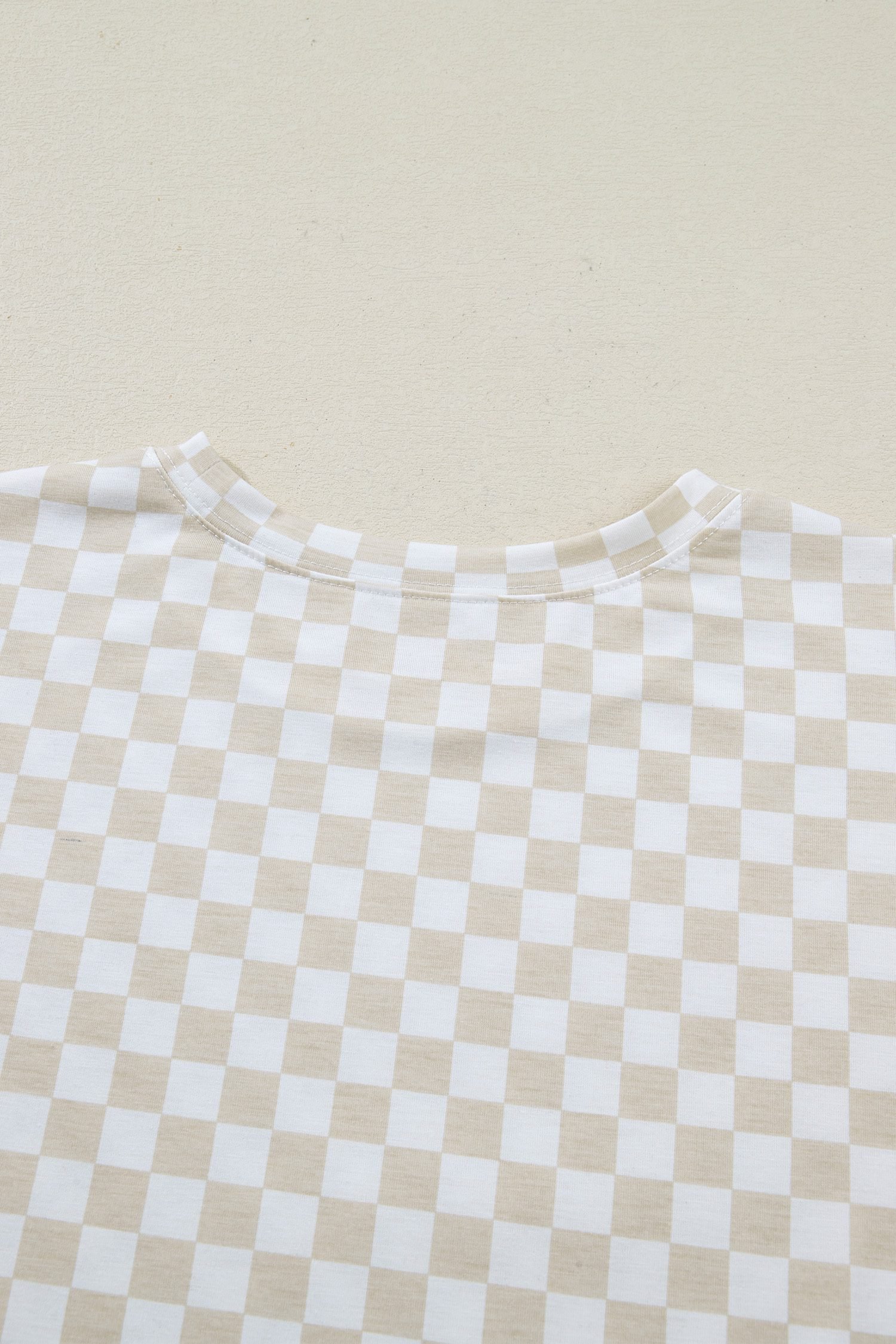 Khaki Checkered Print Half Sleeve Tee 2pcs Lounge Pant Set