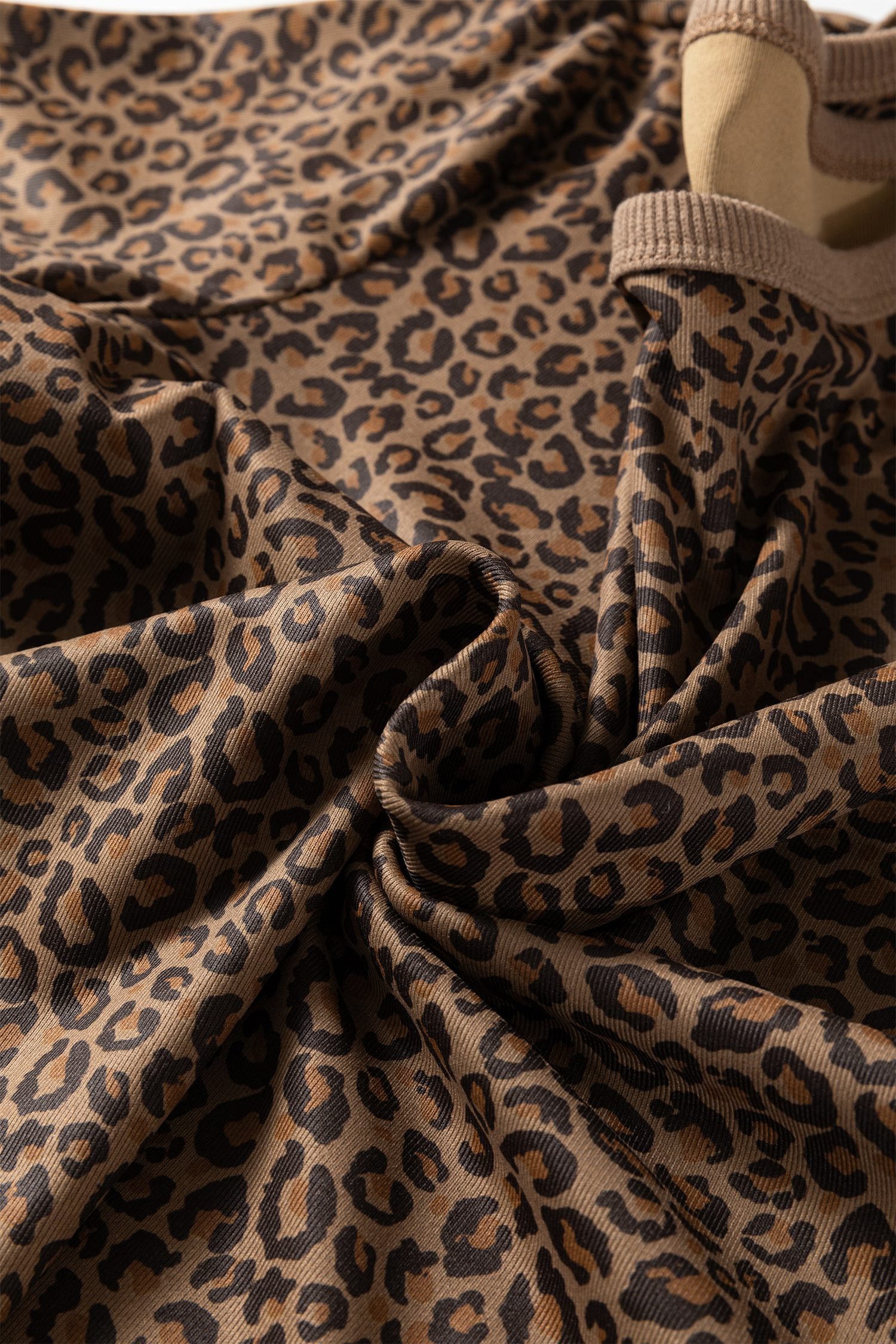 Khaki Fierce Leopard Crew Neck T Shirt
