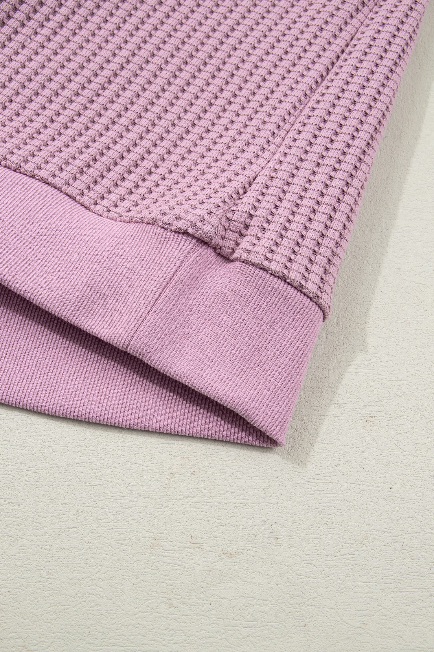Light Pink Solid Color Textured Snap Button Collared Baggy Top