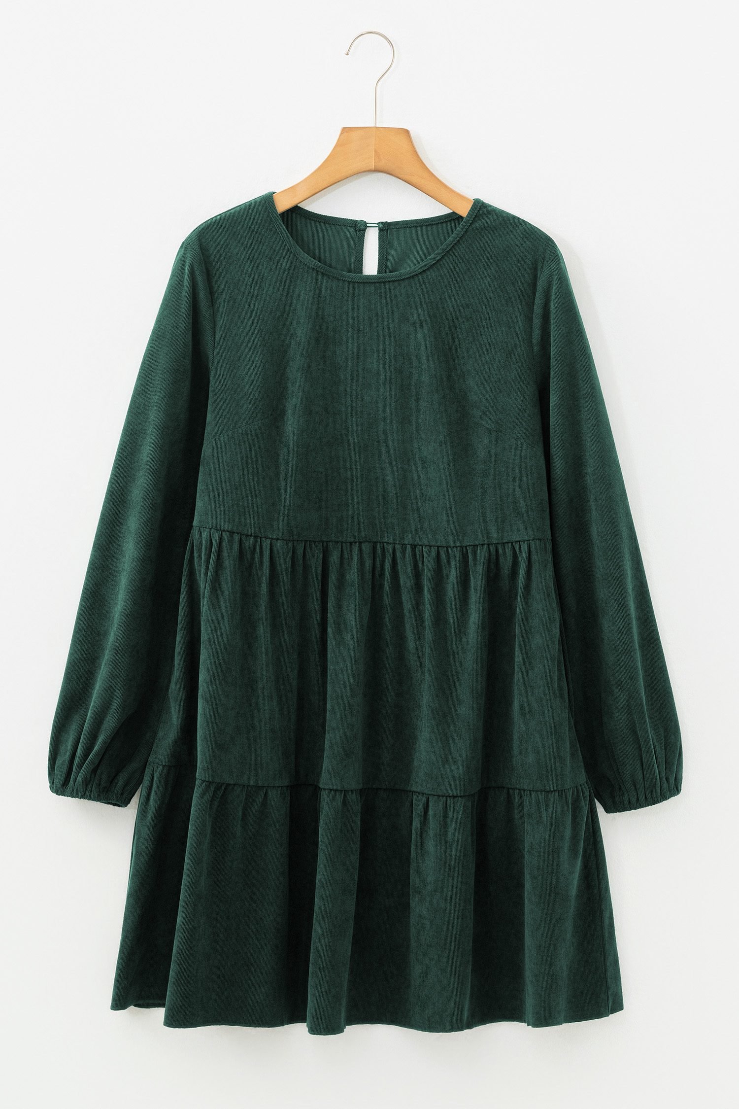 Mist Green Lantern Sleeve Tiered Mini Dress