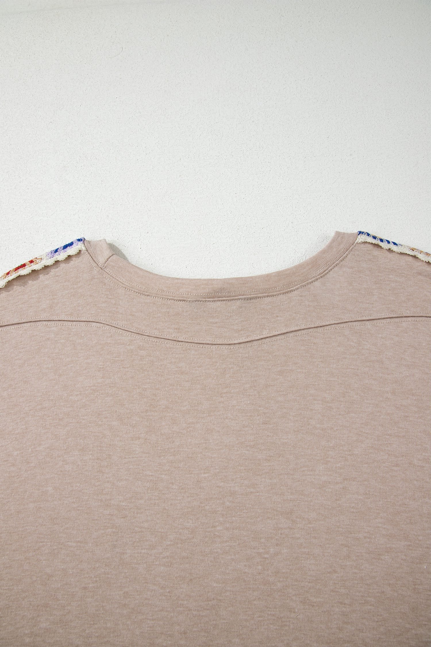 Parchment Granny Square Crochet Detail Loose T Shirt