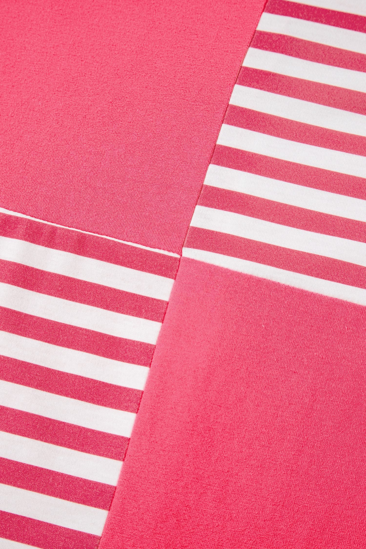 Pink Stripe Color Block Patchwork Drop Shoulder Long Sleeve Tunic Top