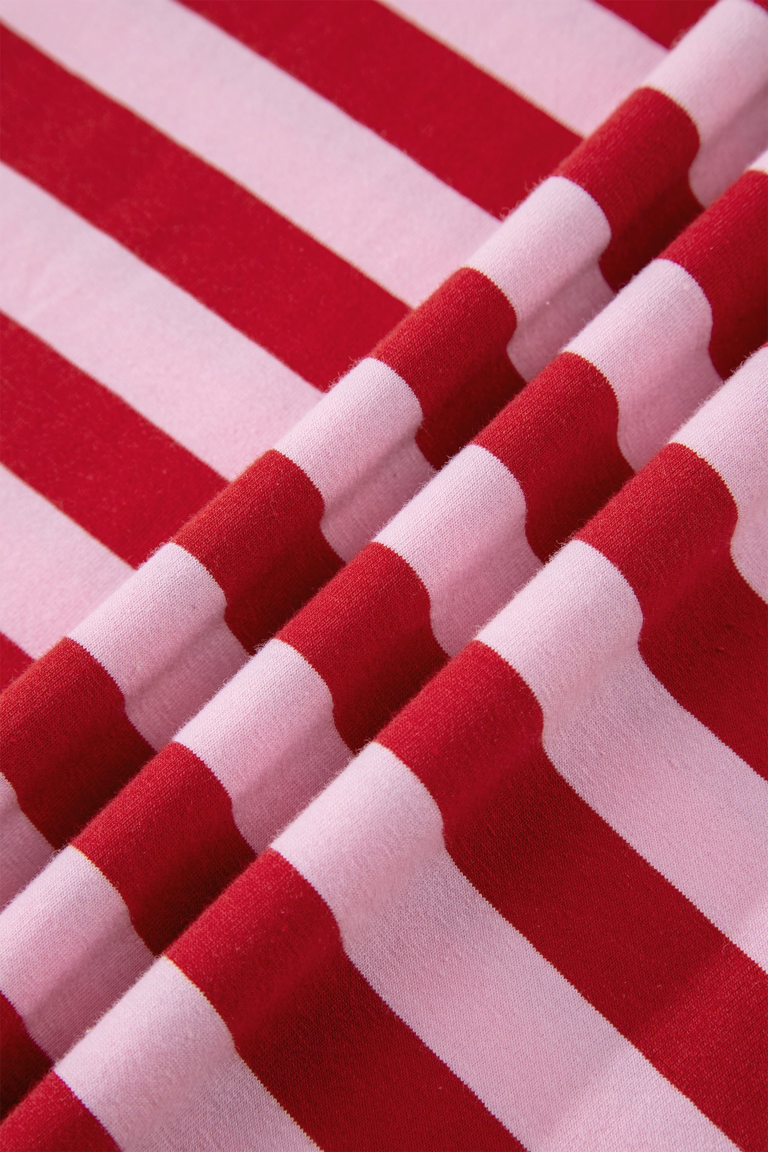 Pink Stripe Split V Neck Casual T Shirt