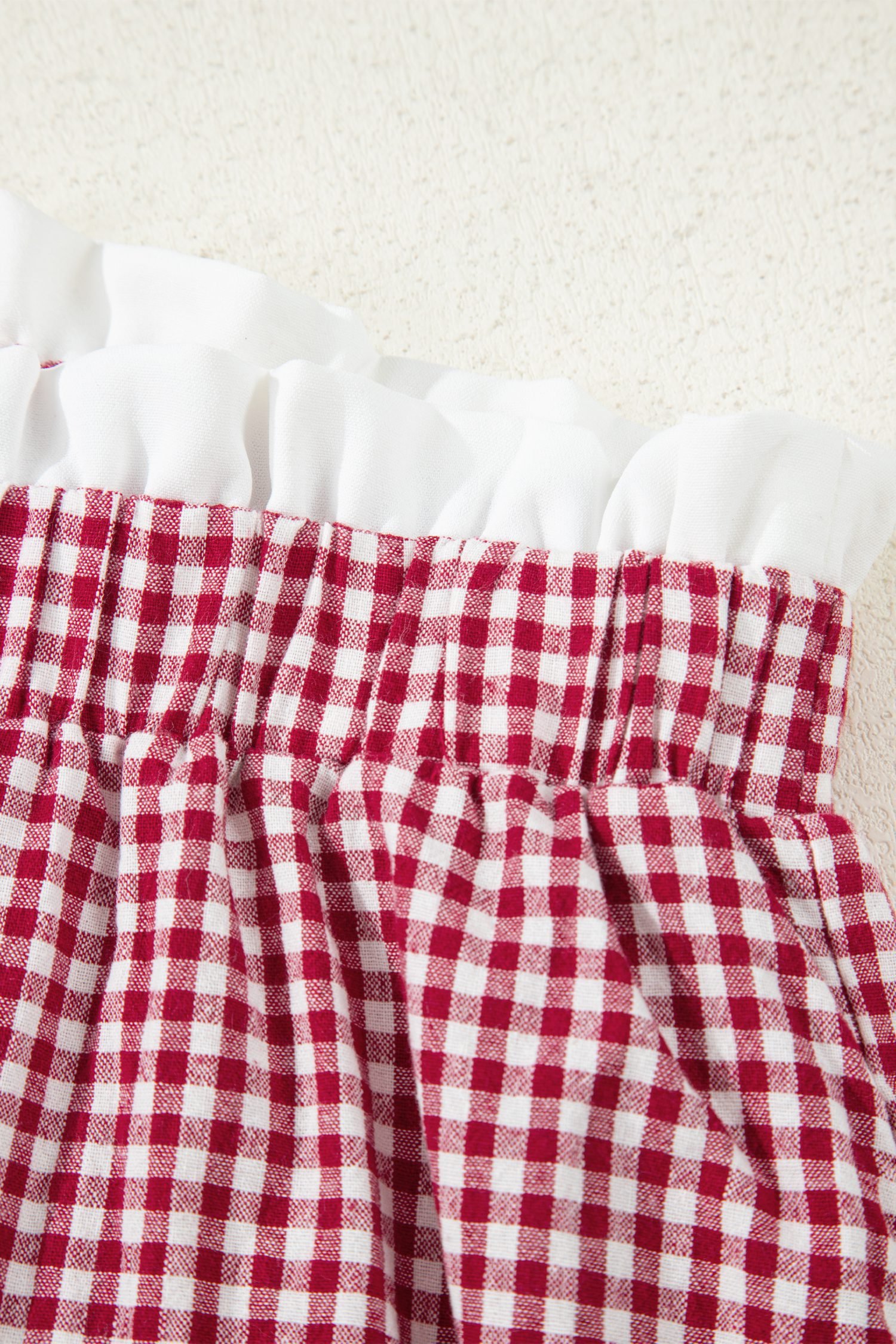 Red Contrast Trim Plaid Print Plus Size Shorts