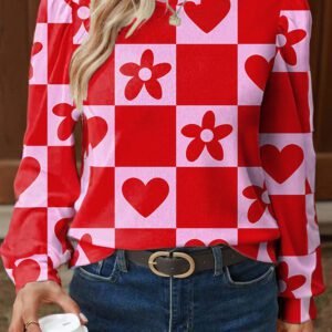 Red Dotted Heart Festive Valentine Blouse