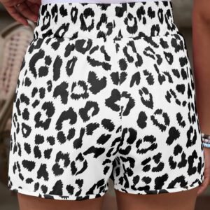 White Leopard High Waisted Athletic Shorts