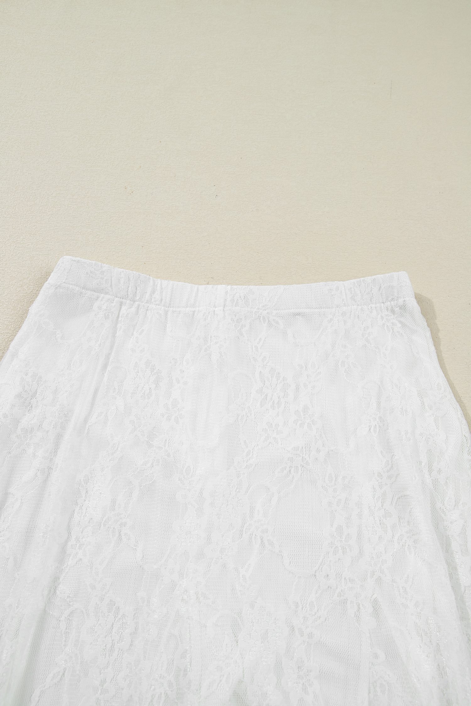 White Sheer Floral Lace Flowy Maxi Skirt