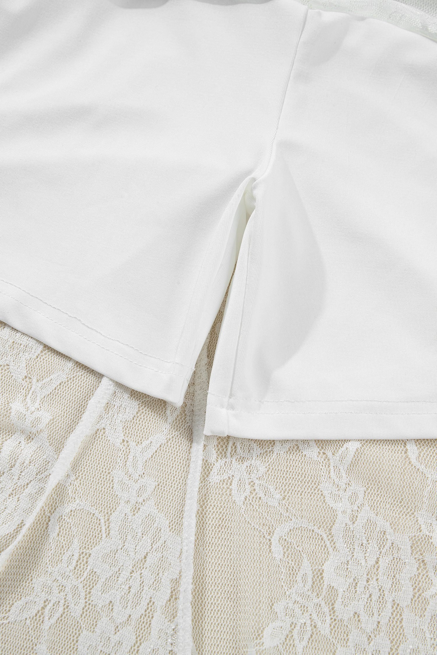 White Sheer Floral Lace Flowy Maxi Skirt