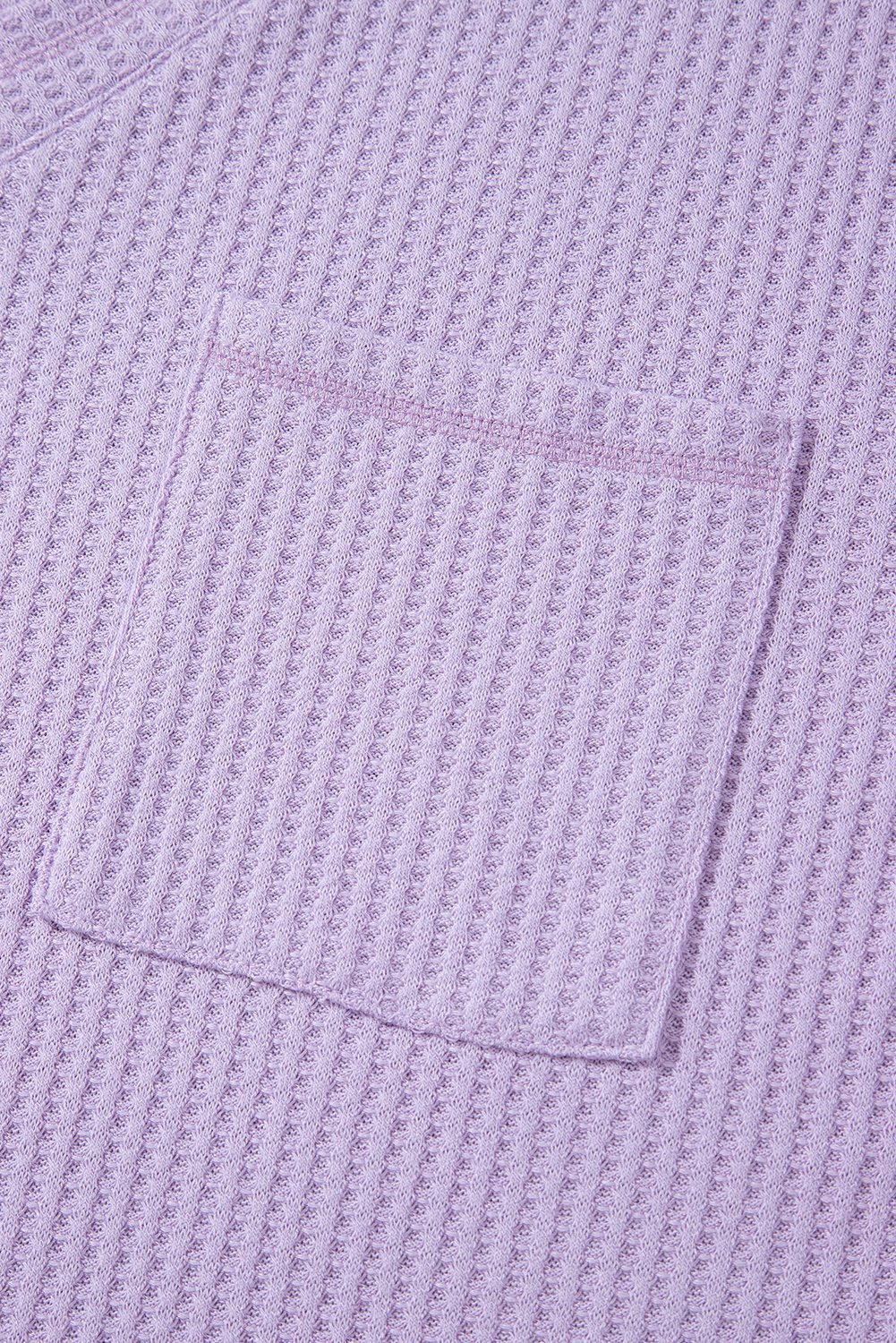 Orchid Petal Solid Color Waffled V Neck Loose Tee Drawstring Shorts Set