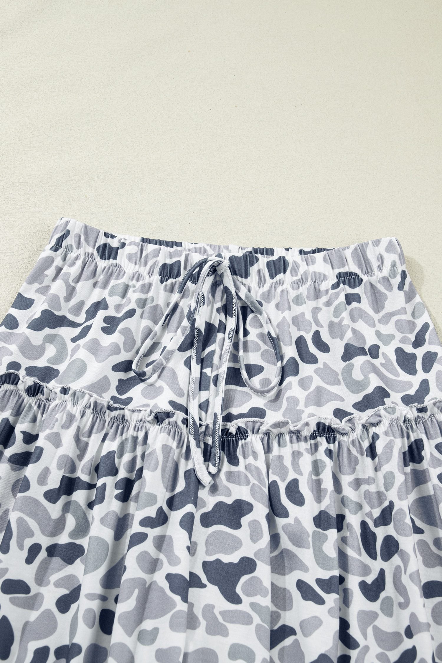 Beige Camo Print Wide Leg Casual Pants