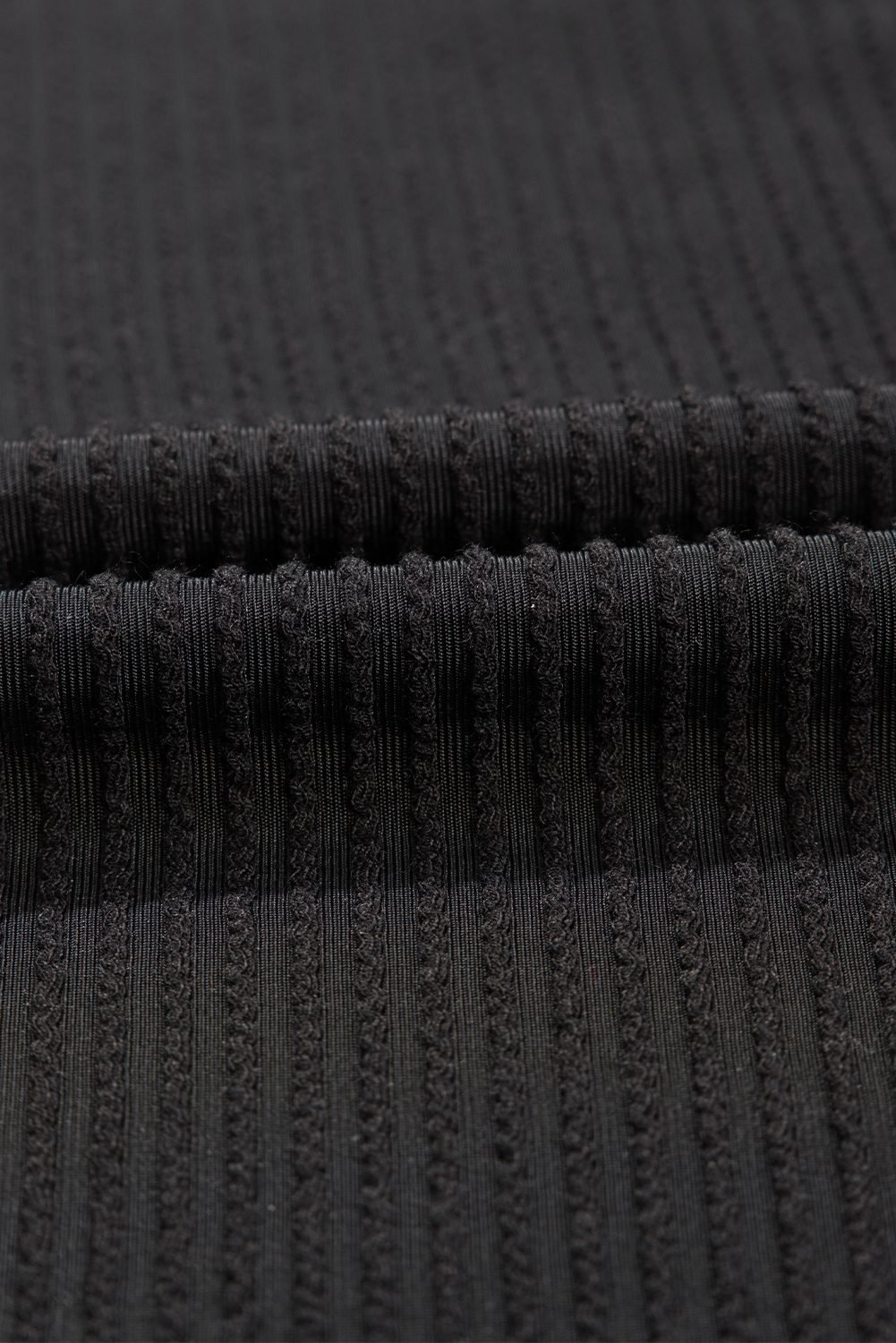 Black Textured V-Neck Dropped Shoulder Plus T-Shirt