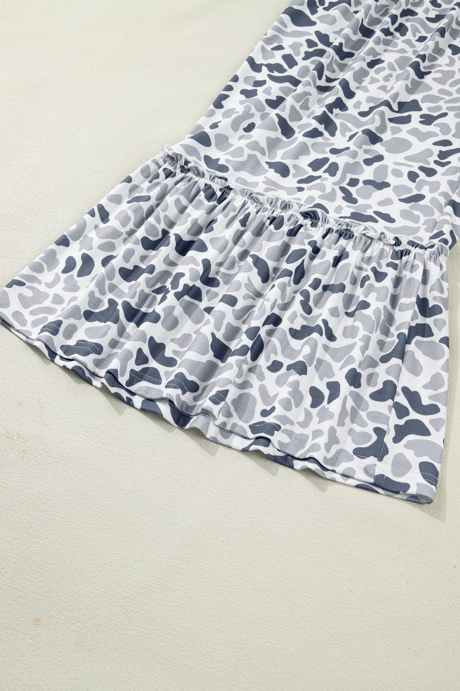 Beige Camo Print Wide Leg Casual Pants