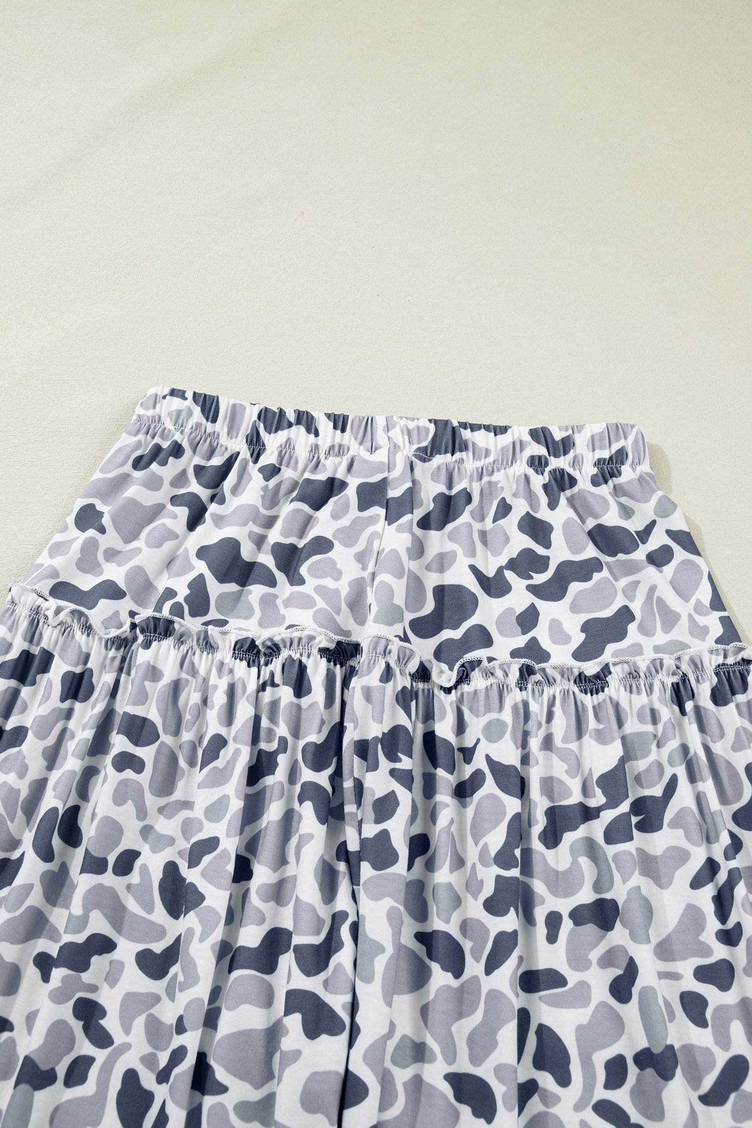 Beige Camo Print Wide Leg Casual Pants