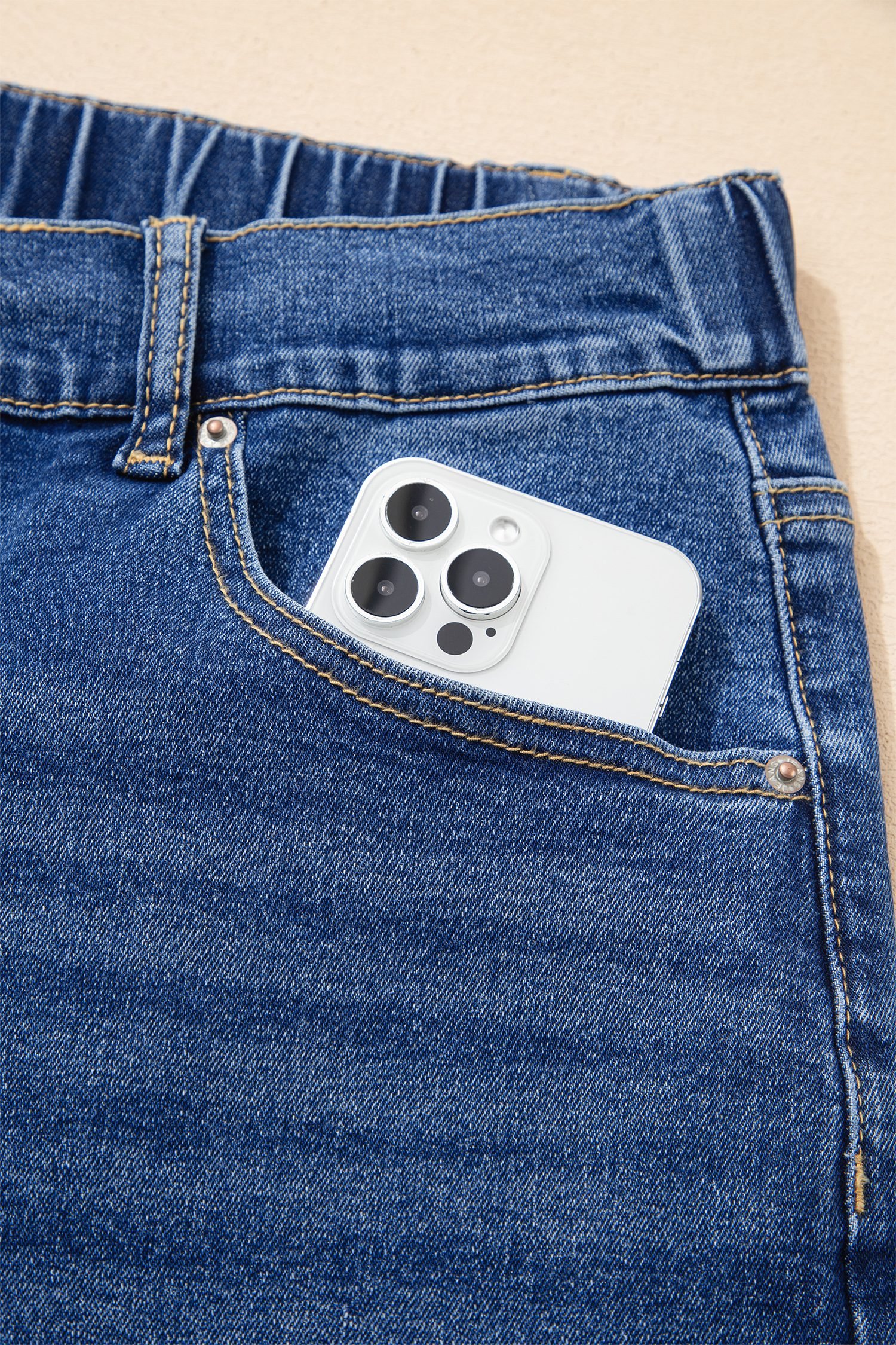 Dark Blue Acid Wash Contrast Lace-up Plus Size Jeans