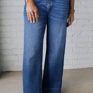 Dark Blue Acid Wash Contrast Lace-up Plus Size Jeans