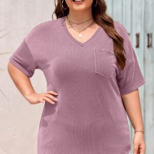 Valerian Textured V-Neck Dropped Shoulder Plus T-Shirt