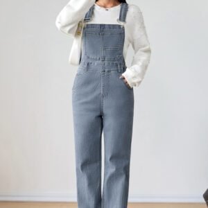 Light Blue Retro Bib Pocket Buckle Straps Casual Denim Jumpsuit
