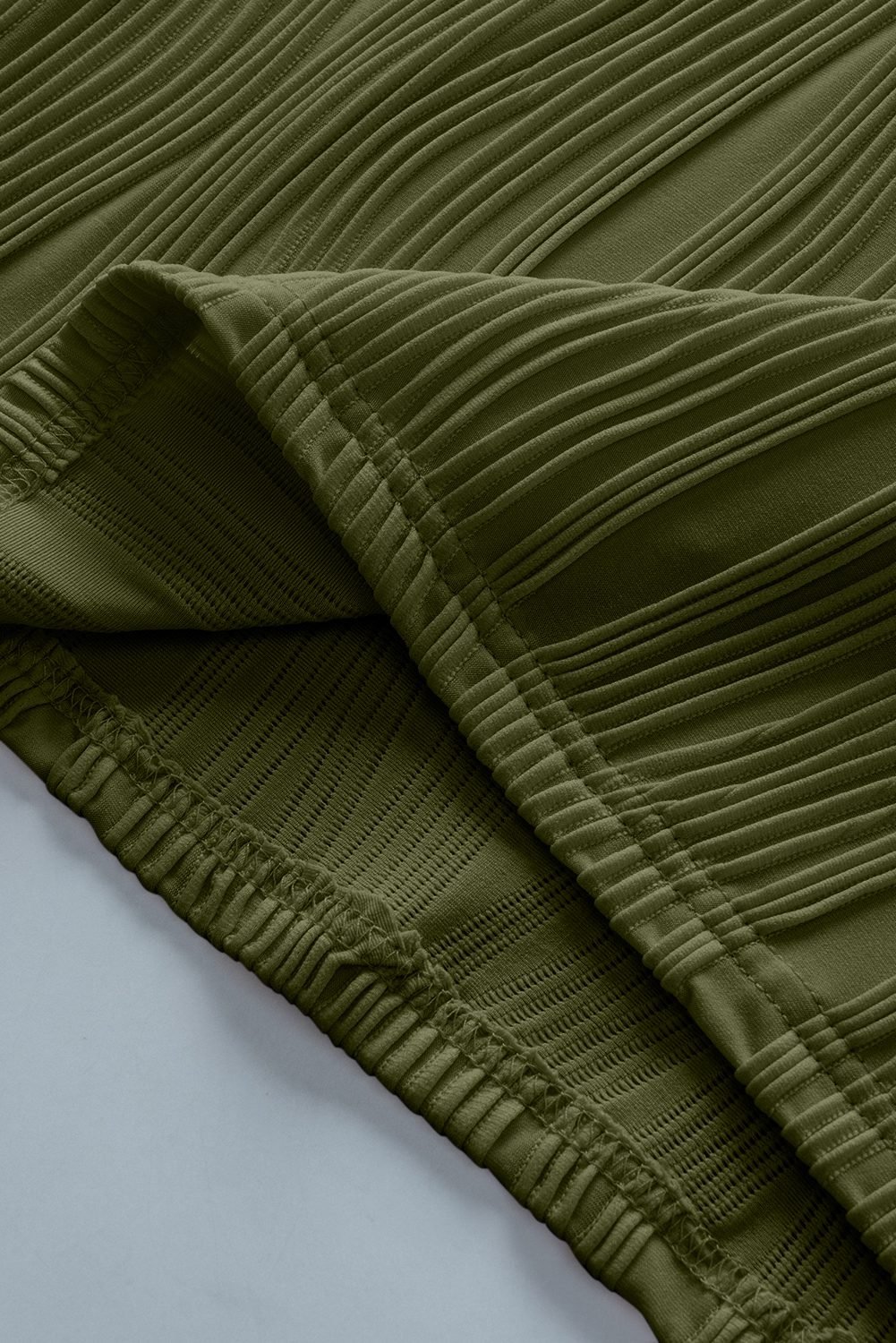 Jungle Green Solid Color Wavy Textured Plus Size Tee