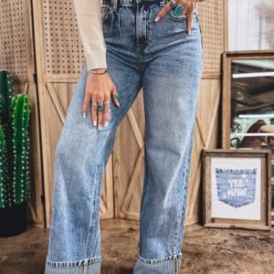 Ashleigh Blue Cuffed Straight Loose Jeans