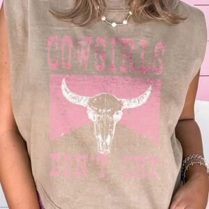 Smoke Gray Cowboy & Beer Western Graphic Mineral Wash Tank Top