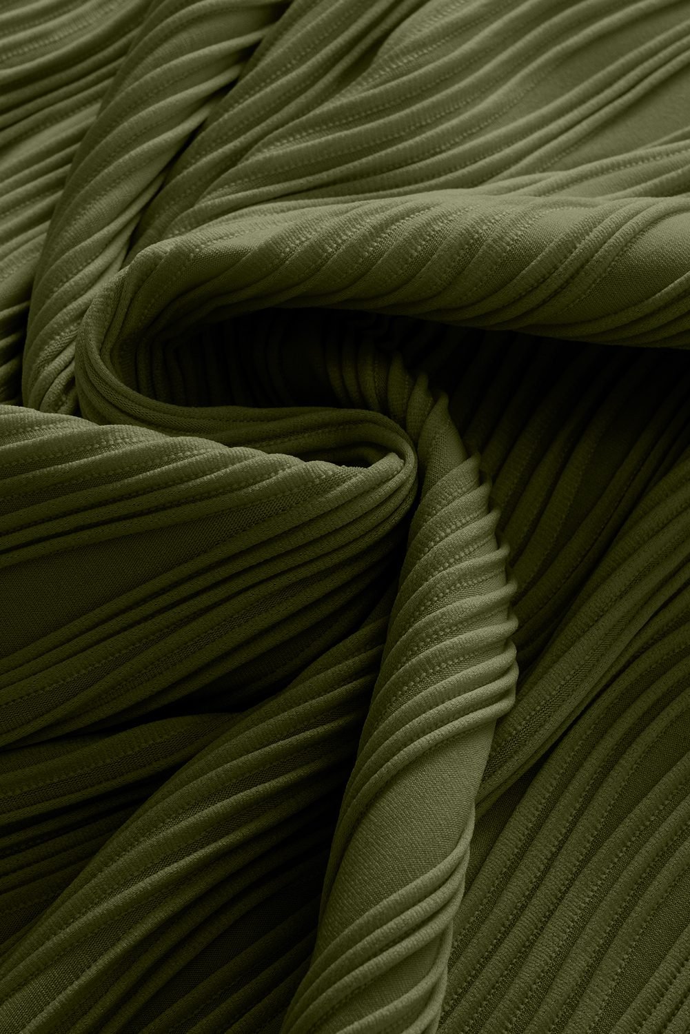 Jungle Green Solid Color Wavy Textured Plus Size Tee