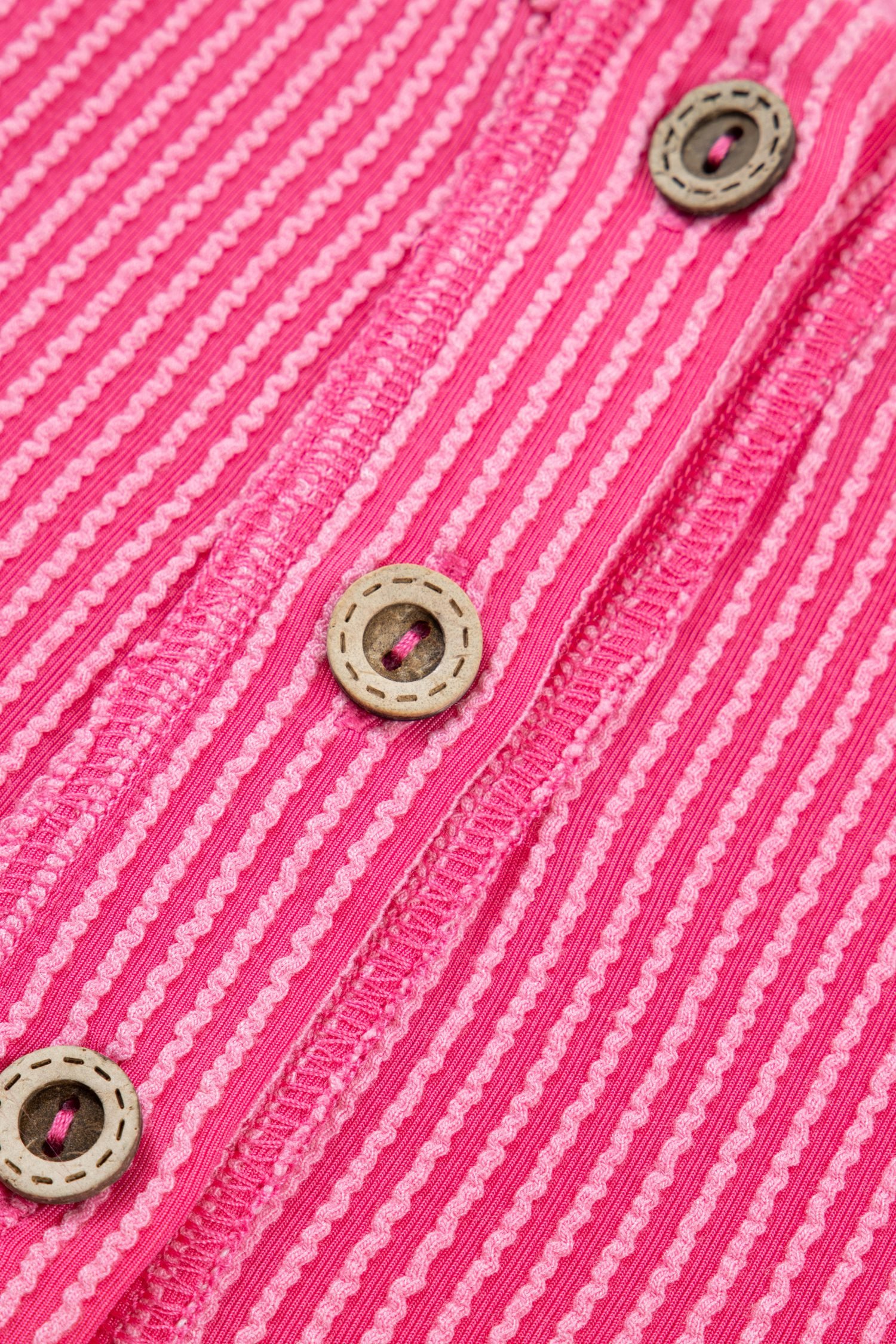 Bright Pink Plus Size Twisted Rib Color Block Patchwork Short Sleeve Henley Top