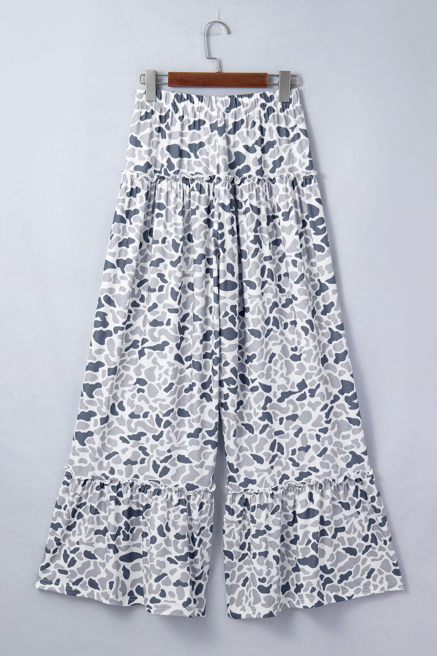 Beige Camo Print Wide Leg Casual Pants