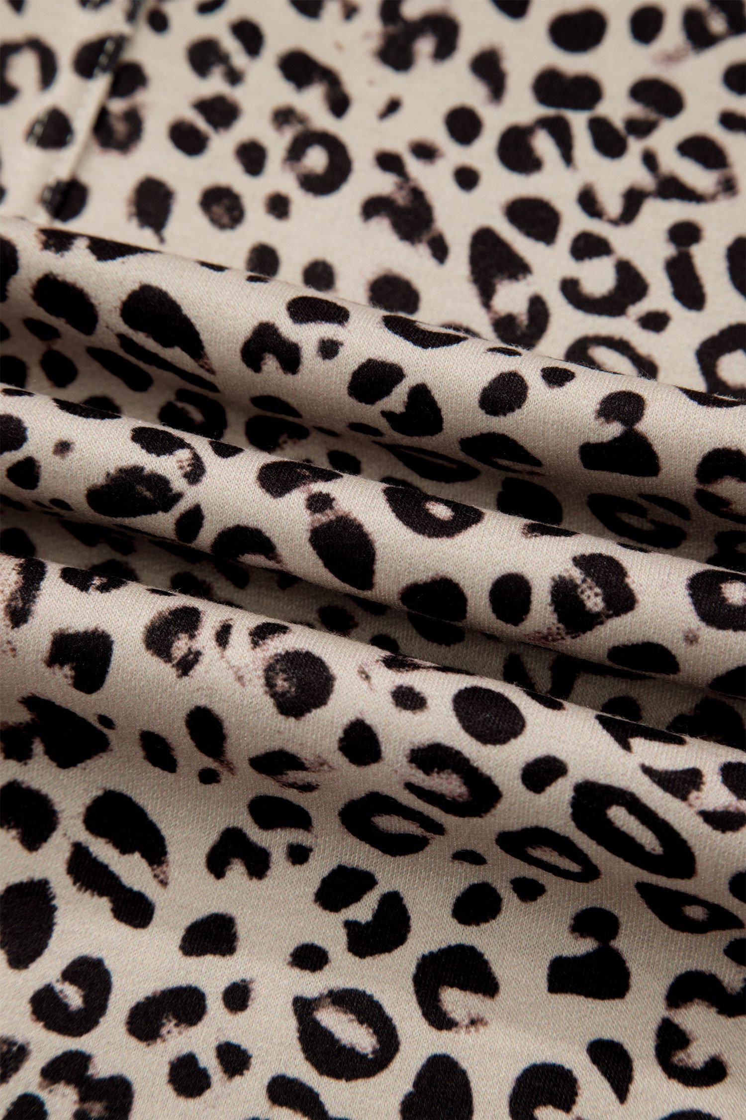 Khaki Animal Print Wide Leg Terry Knit Pants