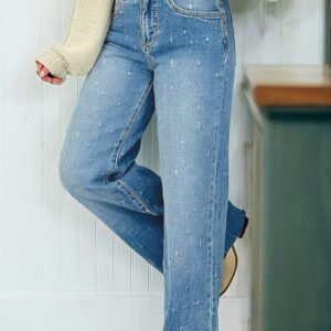 Mist Blue Distressed Detail Tummy Control Raw Hem Jeans