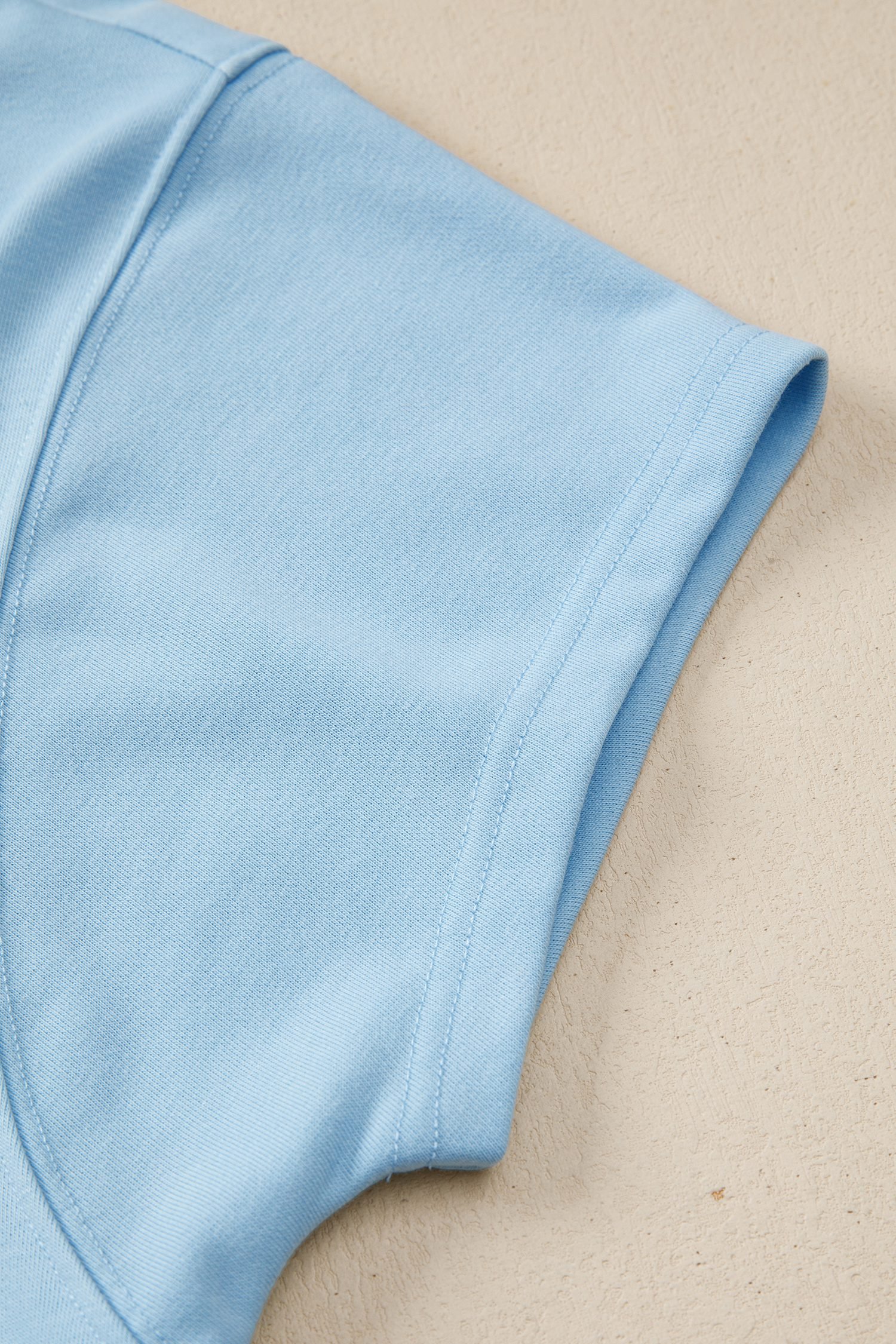 Mist Blue Solid Color Loose Tee Drawstring Wide Leg Pants 2pcs Outfit