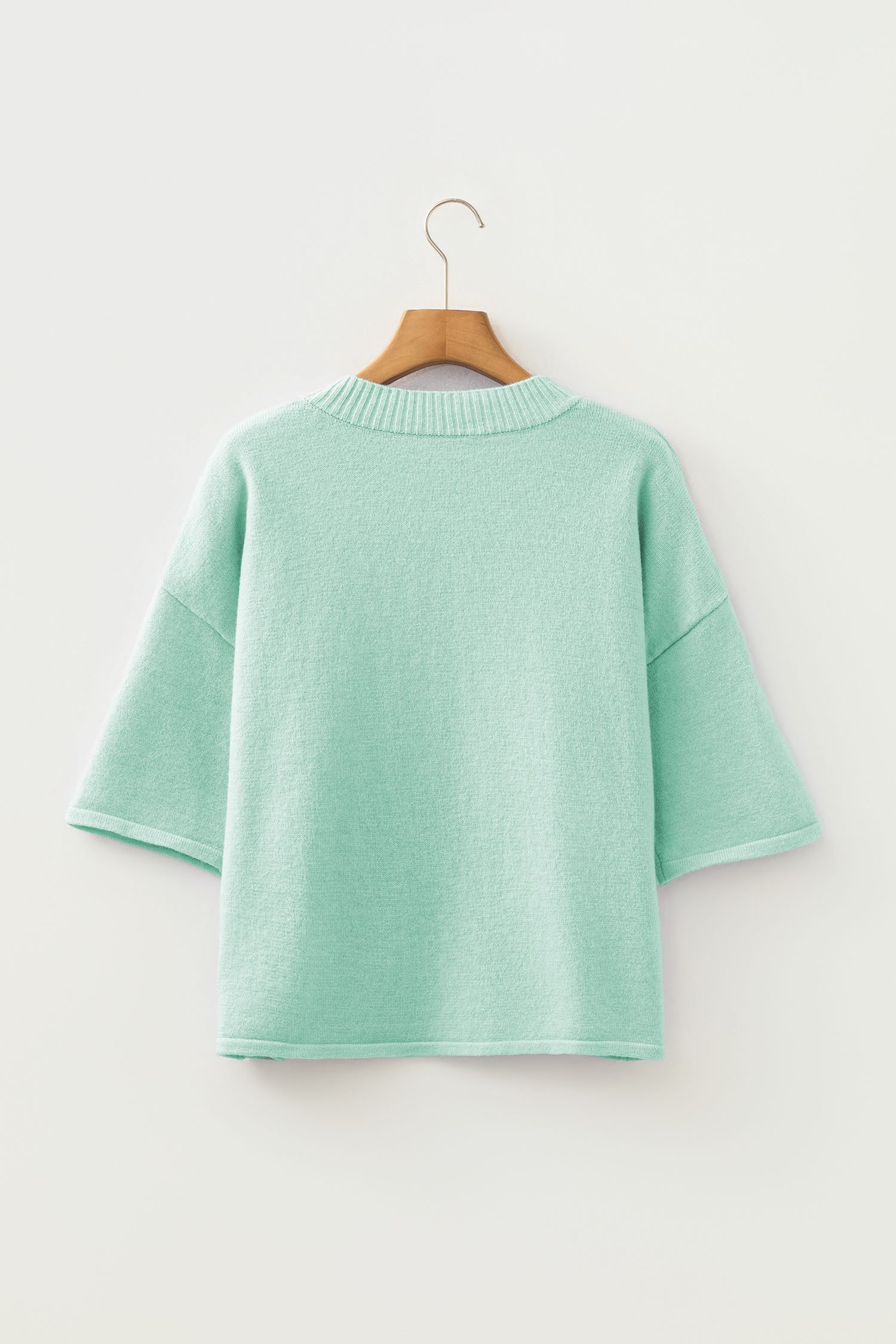 Moonlight Jade 3/4 Sleeve Boxy Knit Button Down Sweater Cardigan