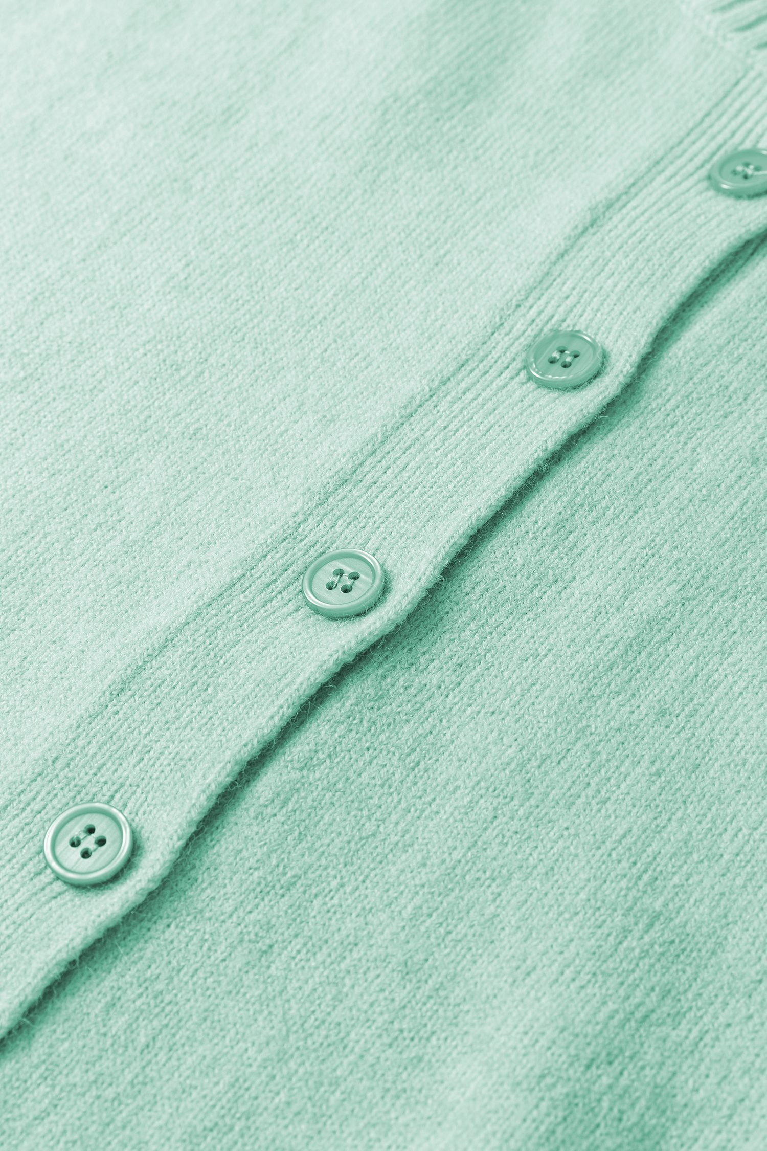 Moonlight Jade 3/4 Sleeve Boxy Knit Button Down Sweater Cardigan