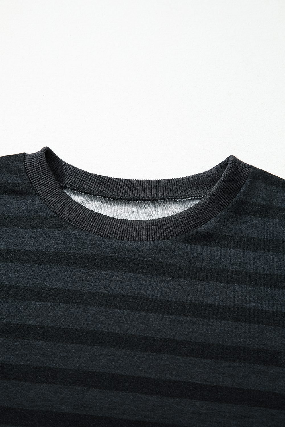 Gray Printed Stripe Long Sleeve Satin Tie Shorts Two Piece Set