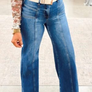 Sky Blue Tailored Seam Detail Womens Shift Jeans