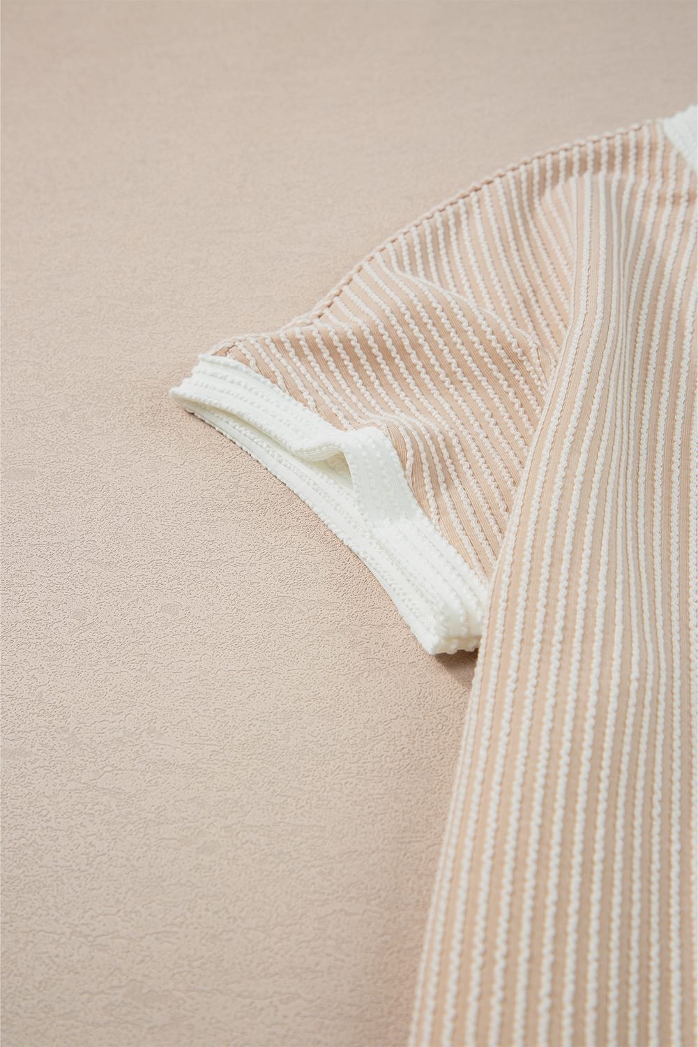 Apricot Twisted Ribbed Color Block Trim T Shirt Shift Dress