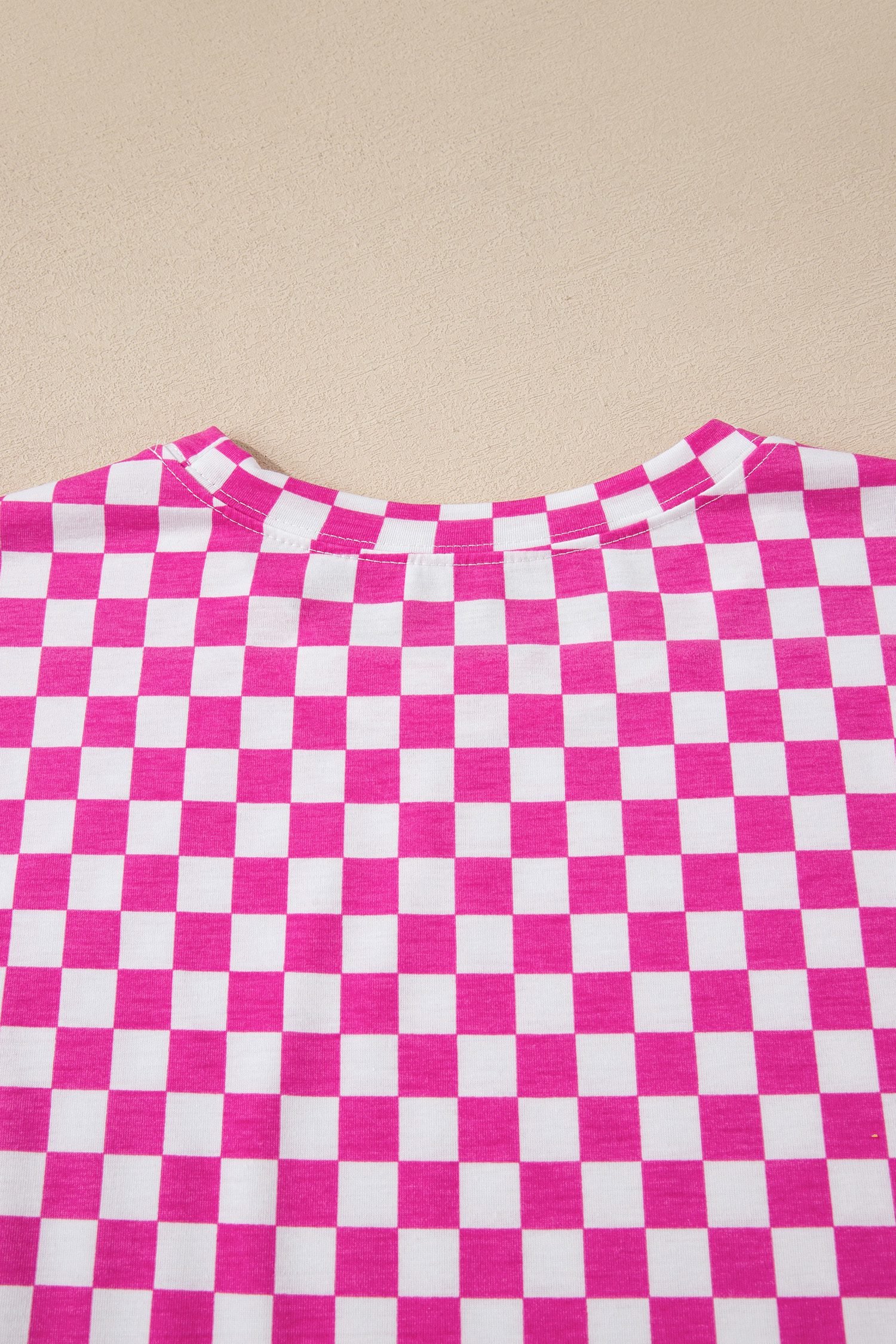 Rose Checkered Print Half Sleeve Tee 2pcs Lounge Pant Set