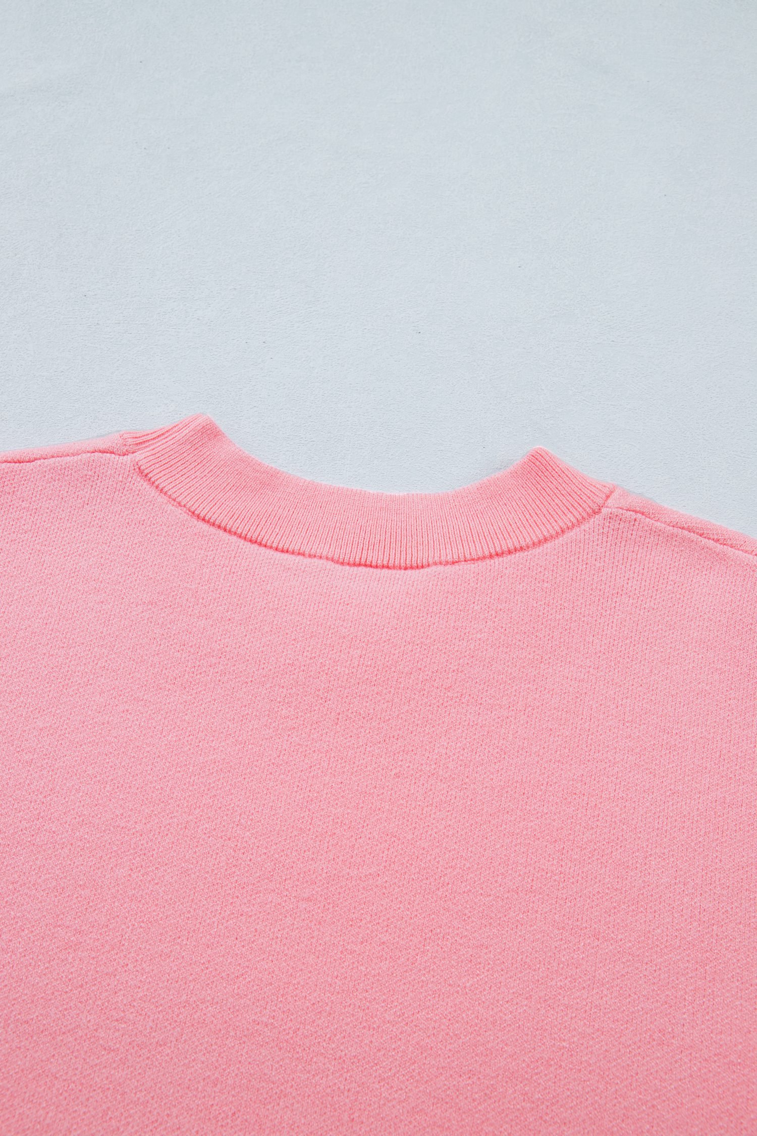 Pink Scalloped Hem 3/4 Sleeve Sweater Top