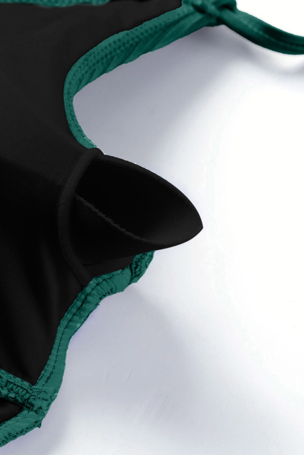 Green Adjustable Straps Ribbed Knit One Piece Swimsuit