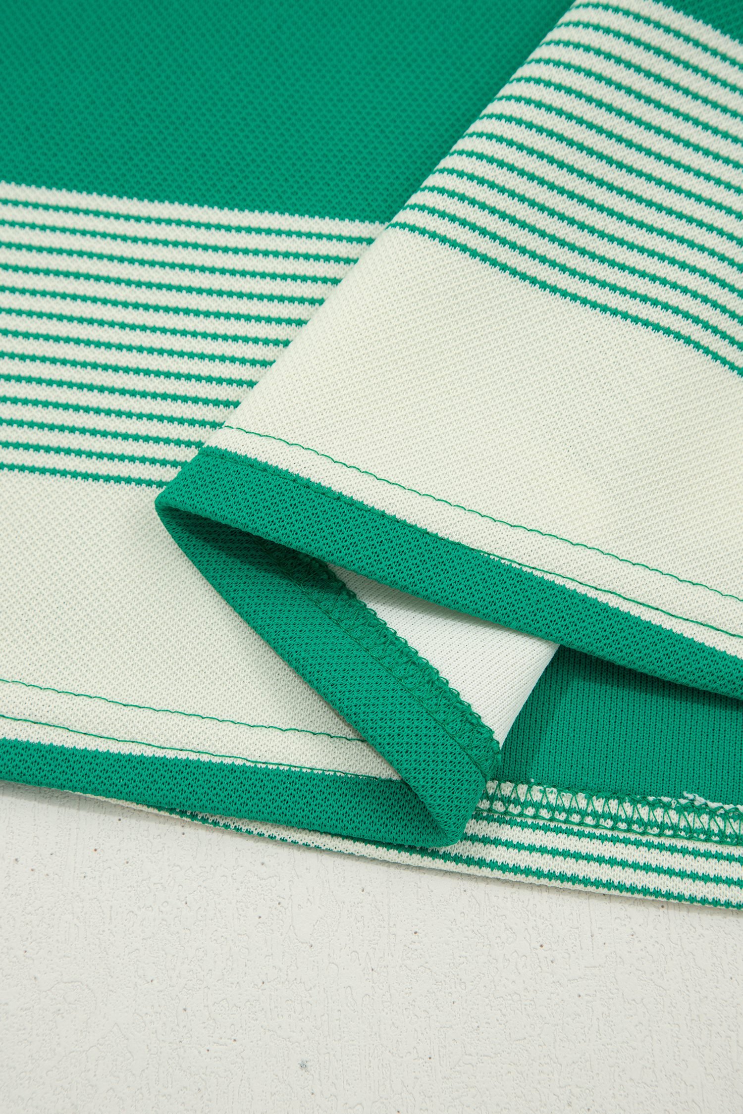 Green Stripe Mixed Print Crew Neck Cap Sleeve T Shirt